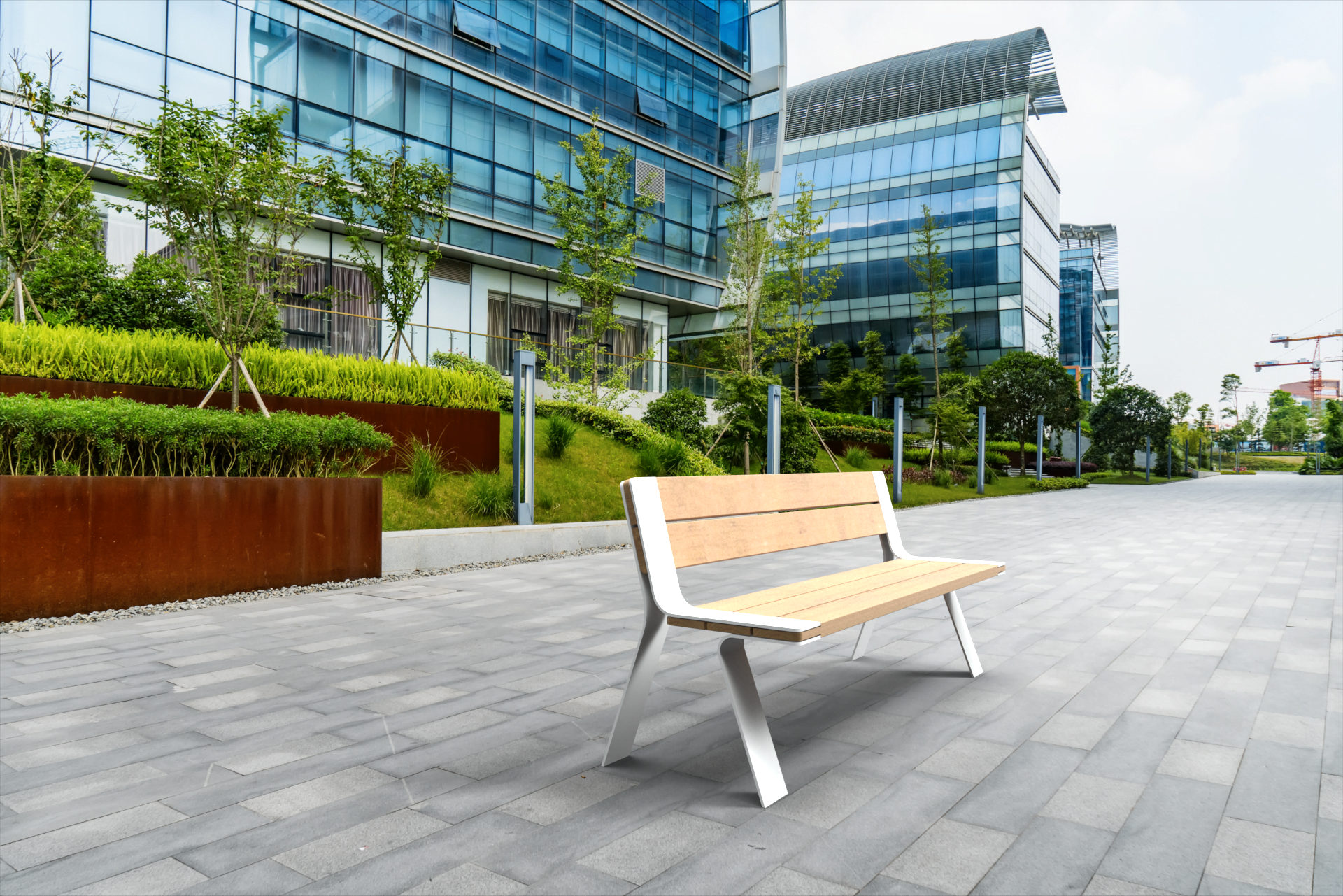 Tuinbank LIGNA Comfort in witte uitvoering in de buitenruimte (1) Tuinbank LIGNA Comfort in witte uitvoering in de buitenruimte (1)