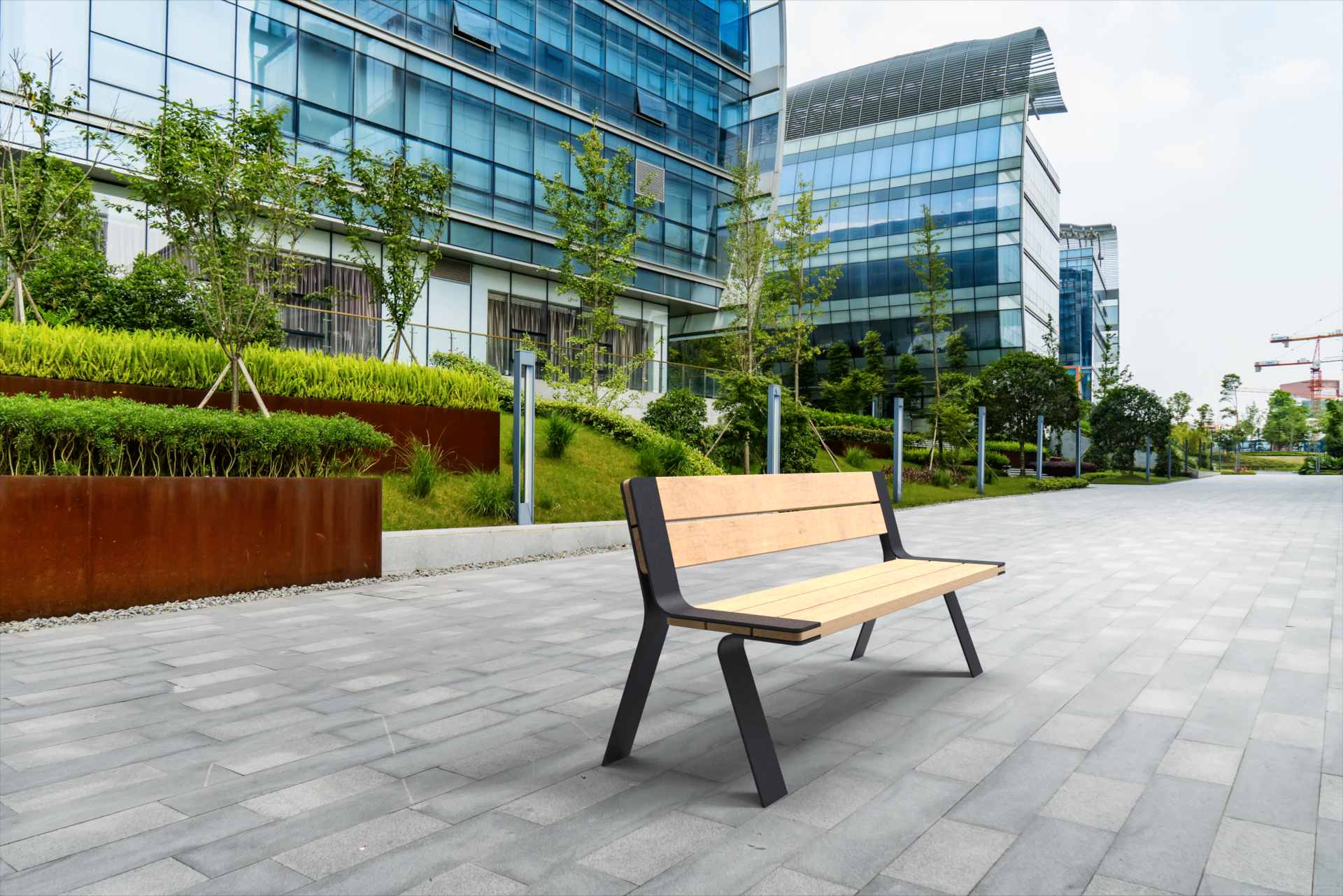 Tuinbank LIGNA Comfort in zwarte uitvoering in de buitenruimte