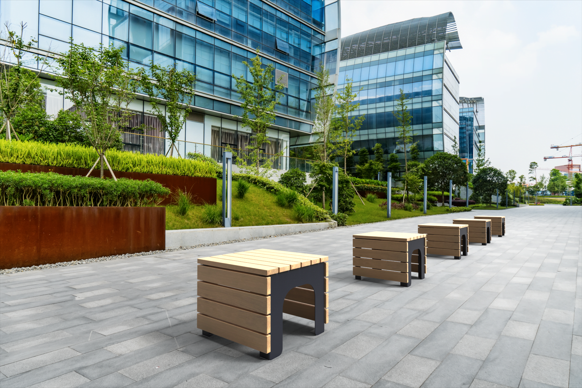 Zwarte Poef BLOCKS I van Inter Design in de omgeving